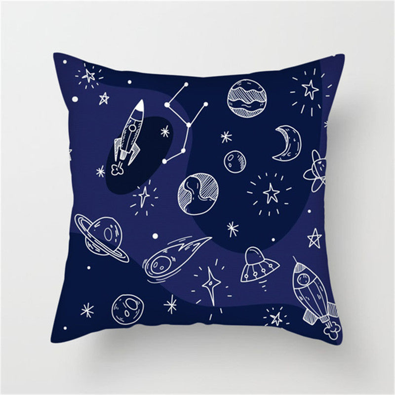 HKM-661139 Spaceship Cartoon Cushion Cover - Astronaut Rocket Pillow Case 45x45cm in Various Colors
