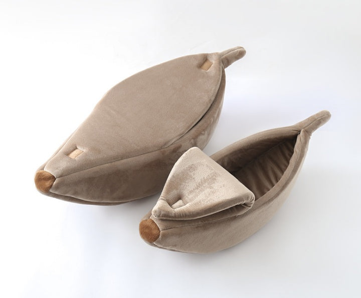 HKM-661267 Banana Shape Pet House Dog Bed - Warm Cozy Sleeping Nest for Small Dogs and Cats