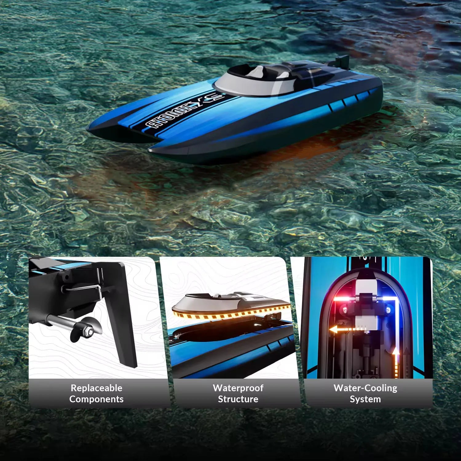 HKM-661331 High-Speed Waterproof Mini RC Boat with Reverse Function for Outdoor Fun