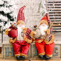 HKM-661523 Santa Claus Doll Ornament - 35cm Height, Fabric & Plastic Christmas Decoration