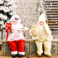 HKM-661523 Santa Claus Doll Ornament - 35cm Height, Fabric & Plastic Christmas Decoration