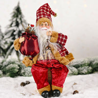 HKM-661523 Santa Claus Doll Ornament - 35cm Height, Fabric & Plastic Christmas Decoration
