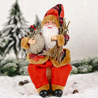 HKM-661523 Santa Claus Doll Ornament - 35cm Height, Fabric & Plastic Christmas Decoration