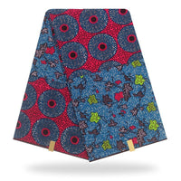 HKM-661587 African Cotton Batik Cloth - 6 Yards, 100% Cotton, Plant Print, Versatile for Apparel and Home Décor