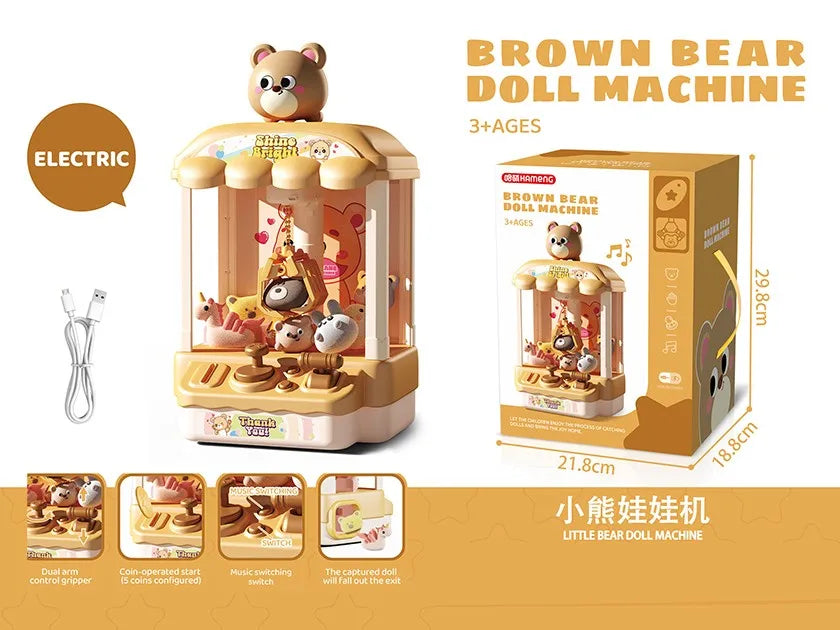 HKM-661715 Electronic Arcade Doll Catcher Machine for Kids - Educational Toy with Music and Claw Gameplay