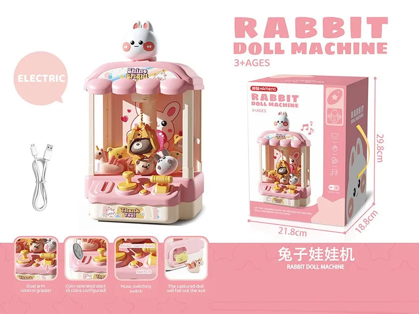 HKM-661715 Electronic Arcade Doll Catcher Machine for Kids - Educational Toy with Music and Claw Gameplay