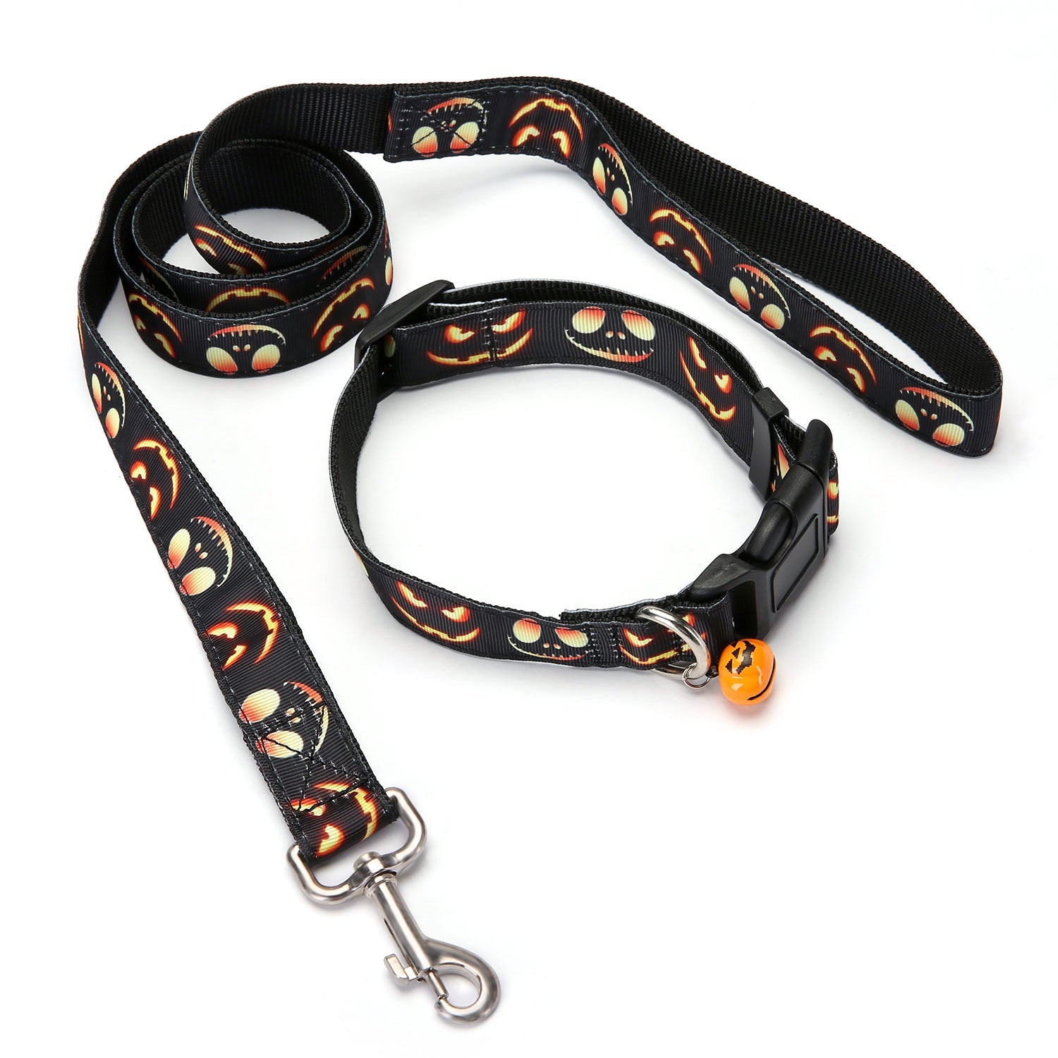 HKM-661715 Pet Traction Rope and Collar Set with Bell - Available in Fun Halloween Colors