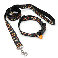 HKM-661715 Pet Traction Rope and Collar Set with Bell - Available in Fun Halloween Colors