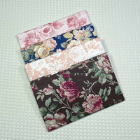 HKM-661715 Rose Flower Cotton Twill Fabric - Plants and Flowers Pattern in Blue and Coffee Variants, 0.5 x 1.6 M
