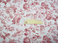 HKM-661715 Rose Flower Cotton Twill Fabric - Plants and Flowers Pattern in Blue and Coffee Variants, 0.5 x 1.6 M