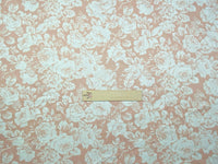 HKM-661715 Rose Flower Cotton Twill Fabric - Plants and Flowers Pattern in Blue and Coffee Variants, 0.5 x 1.6 M