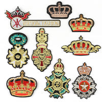 HKM-661779 Cartoon Crown Cloth Sticker Badge Patch, Customizable Polyester Fabric Accessory - 5.1x10.8cm