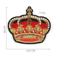 HKM-661779 Cartoon Crown Cloth Sticker Badge Patch, Customizable Polyester Fabric Accessory - 5.1x10.8cm