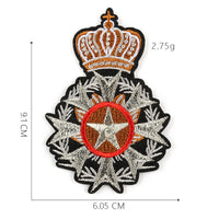 HKM-661779 Cartoon Crown Cloth Sticker Badge Patch, Customizable Polyester Fabric Accessory - 5.1x10.8cm