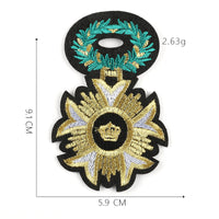 HKM-661779 Cartoon Crown Cloth Sticker Badge Patch, Customizable Polyester Fabric Accessory - 5.1x10.8cm