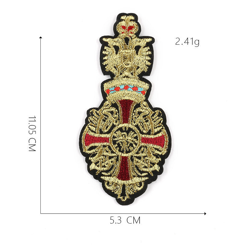 HKM-661779 Cartoon Crown Cloth Sticker Badge Patch, Customizable Polyester Fabric Accessory - 5.1x10.8cm