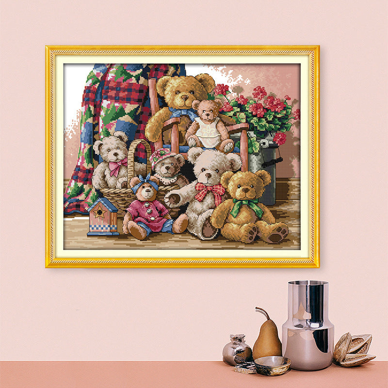 HKM-661907 Cartoon-Themed Resin Diamond Painting Kit - 32156 Stitches on Ecological Cotton Cloth, Multiple Sizes Available