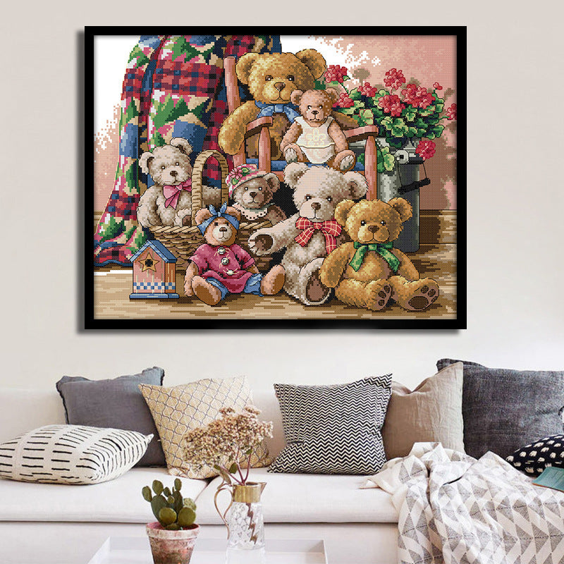 HKM-661907 Cartoon-Themed Resin Diamond Painting Kit - 32156 Stitches on Ecological Cotton Cloth, Multiple Sizes Available