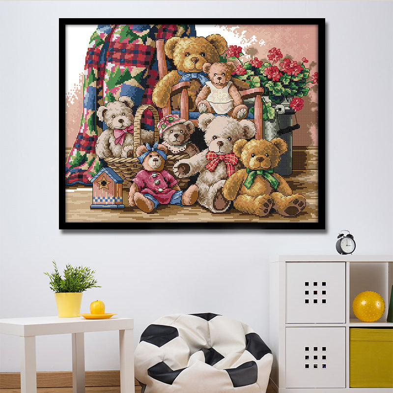 HKM-661907 Cartoon-Themed Resin Diamond Painting Kit - 32156 Stitches on Ecological Cotton Cloth, Multiple Sizes Available
