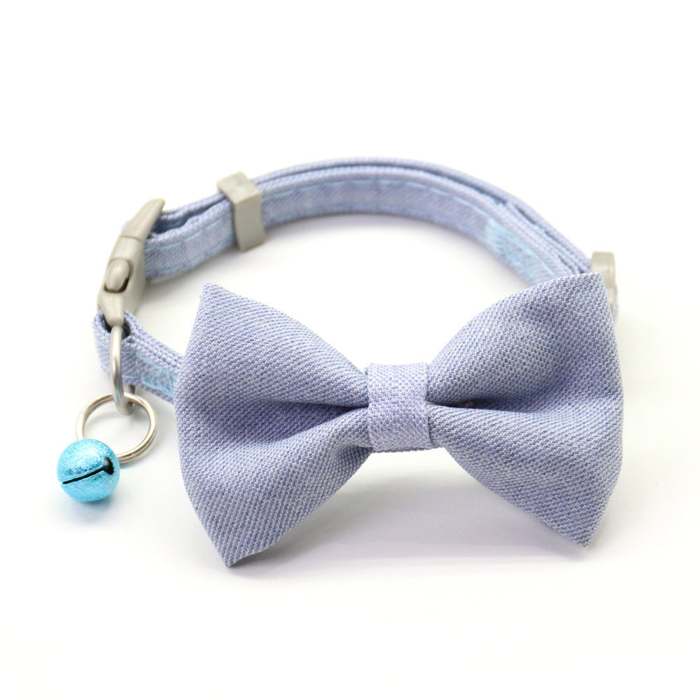 HKM-661907 Cotton Bow Tie Dog Collar Leash - Adjustable Polyester & Cotton, Soft and Comfortable for All Dogs