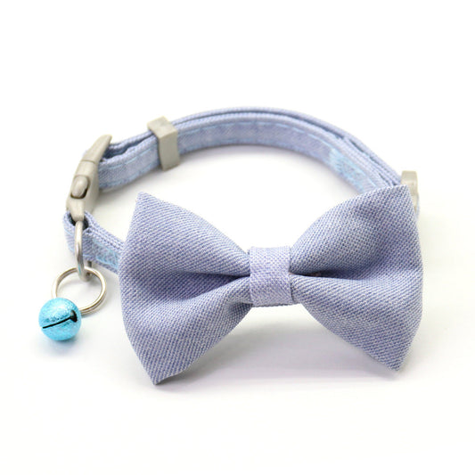 HKM-661907 Cotton Bow Tie Dog Collar Leash - Adjustable Polyester & Cotton, Soft and Comfortable for All Dogs