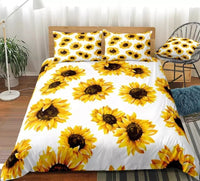 HKM-661907 Three-Piece Sunflower Landscape Quilt Cover Bedding Set, Digital Print, 200x230 cm