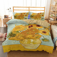 HKM-661907 Three-Piece Sunflower Landscape Quilt Cover Bedding Set, Digital Print, 200x230 cm