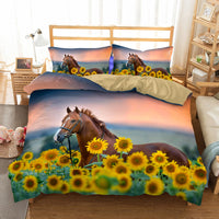 HKM-661907 Three-Piece Sunflower Landscape Quilt Cover Bedding Set, Digital Print, 200x230 cm