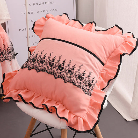 HKM-661971 Lace Square Pillowcase Set - Decorative Cushion Covers in Multiple Colors, 50x50cm