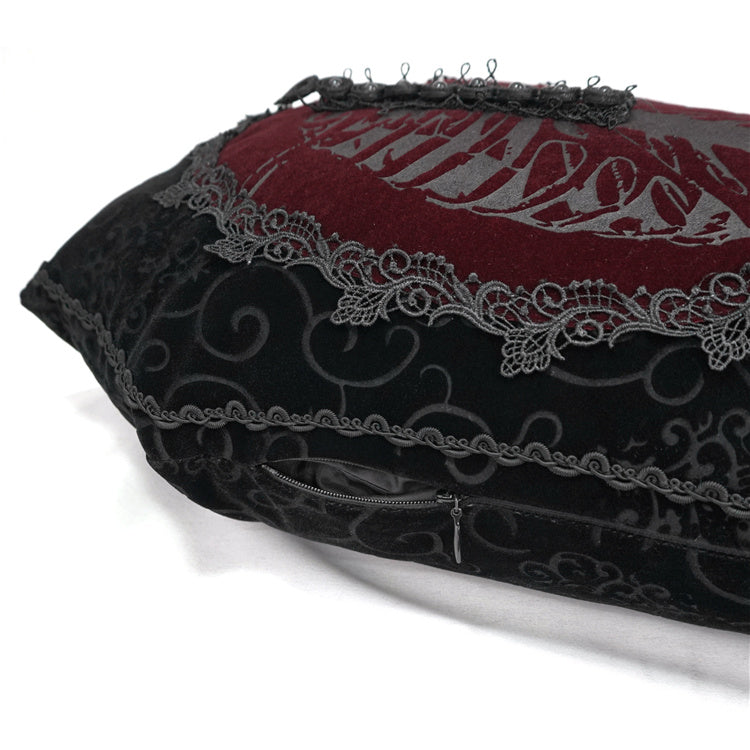 HKM-662035 Diamond-Shaped Retro Black and Red Long Pillow for Napping, 33x53.5cm