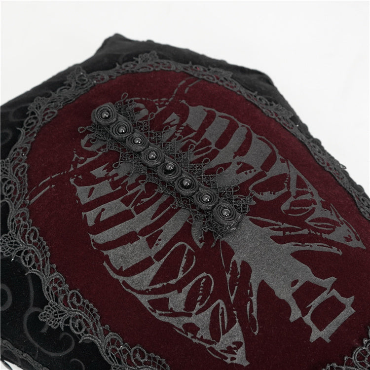 HKM-662035 Diamond-Shaped Retro Black and Red Long Pillow for Napping, 33x53.5cm