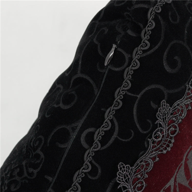 HKM-662035 Diamond-Shaped Retro Black and Red Long Pillow for Napping, 33x53.5cm