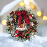 HKM-662035 Elegant Christmas Wreath with Bow, Pine Cones, and Ornaments - 40cm and 50cm Options Available