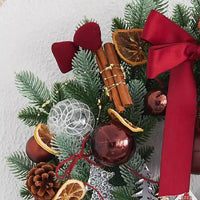 HKM-662035 Elegant Christmas Wreath with Bow, Pine Cones, and Ornaments - 40cm and 50cm Options Available