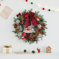 HKM-662035 Elegant Christmas Wreath with Bow, Pine Cones, and Ornaments - 40cm and 50cm Options Available