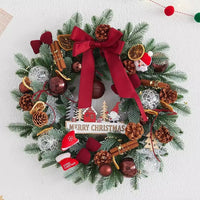 HKM-662035 Elegant Christmas Wreath with Bow, Pine Cones, and Ornaments - 40cm and 50cm Options Available