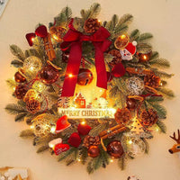 HKM-662035 Elegant Christmas Wreath with Bow, Pine Cones, and Ornaments - 40cm and 50cm Options Available