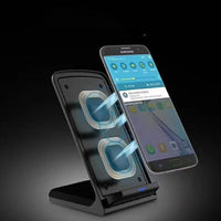 HKM-662099 30W Fast Charging Vertical Wireless Charger Desktop Stand - Available in Black and White