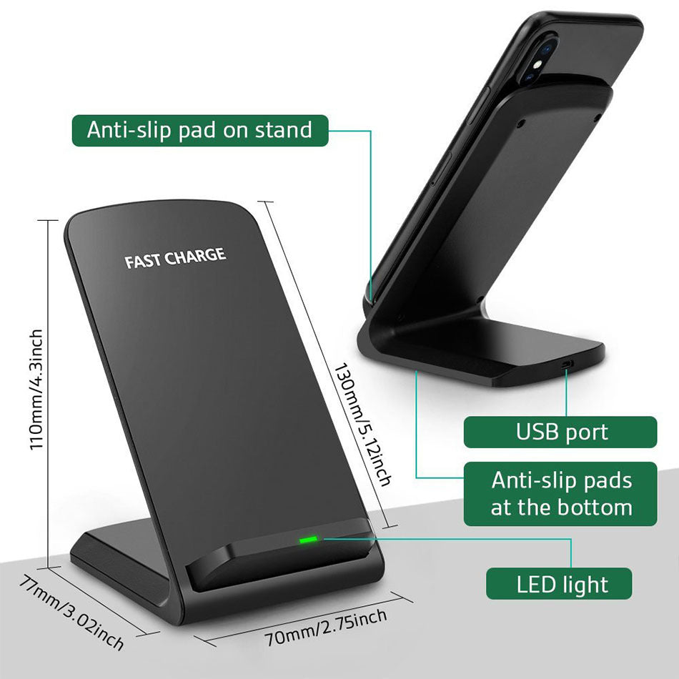 HKM-662099 30W Fast Charging Vertical Wireless Charger Desktop Stand - Available in Black and White