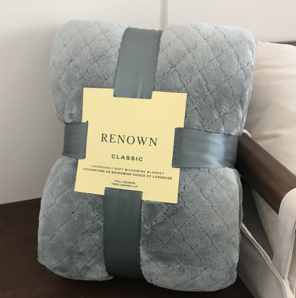 HKM-662227 Lightweight Coral Fleece Flannel Blanket for Office and Summer Use - Multiple Sizes Available