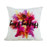 HKM-662291 Velvet Embroidered Throw Pillow Cover - Plush Cushion with Various Designs, 45x45 cm