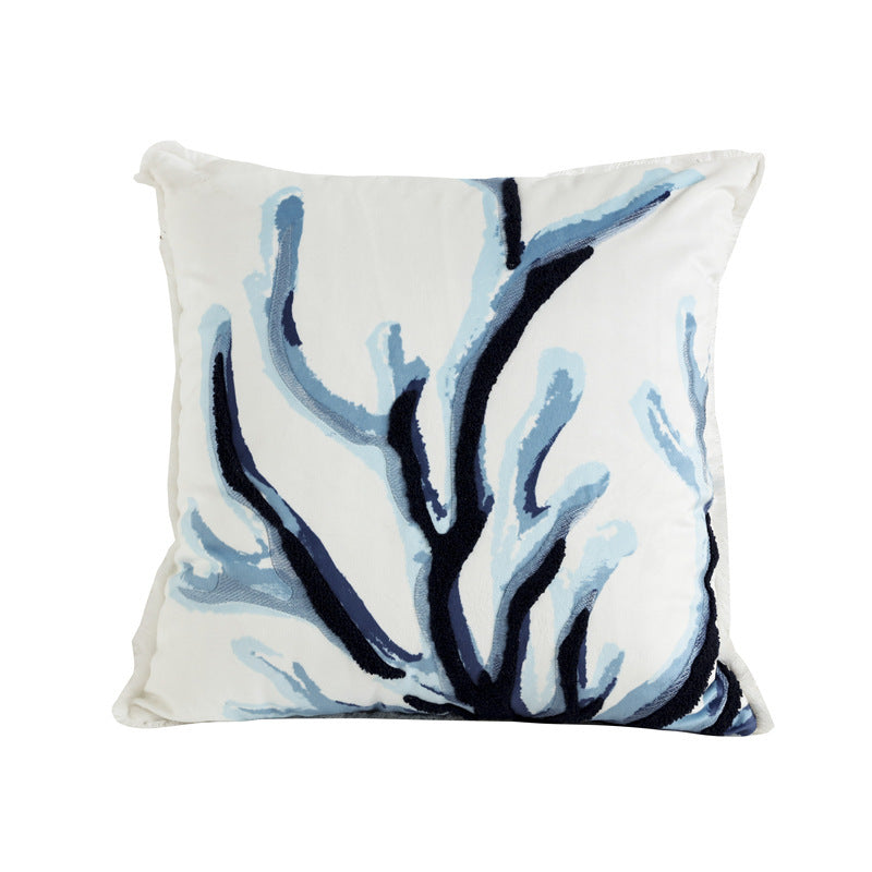 HKM-662291 Velvet Embroidered Throw Pillow Cover - Plush Cushion with Various Designs, 45x45 cm