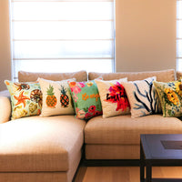 HKM-662291 Velvet Embroidered Throw Pillow Cover - Plush Cushion with Various Designs, 45x45 cm