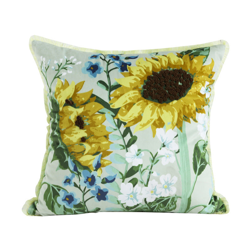 HKM-662291 Velvet Embroidered Throw Pillow Cover - Plush Cushion with Various Designs, 45x45 cm