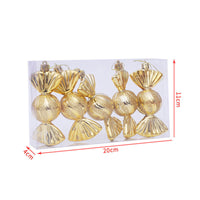 HKM-662355 Christmas Decoration Gift Box with 5 Electroplating Candy Props Pendants in Gold, Silver, and Red