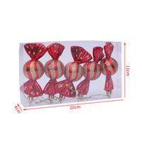 HKM-662355 Christmas Decoration Gift Box with 5 Electroplating Candy Props Pendants in Gold, Silver, and Red