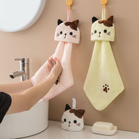 HKM-662483 Hangable Coral Fleece Kitchen Towel in White, Yellow, Pink, and Gray