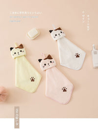 HKM-662483 Hangable Coral Fleece Kitchen Towel in White, Yellow, Pink, and Gray