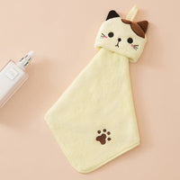 HKM-662483 Hangable Coral Fleece Kitchen Towel in White, Yellow, Pink, and Gray