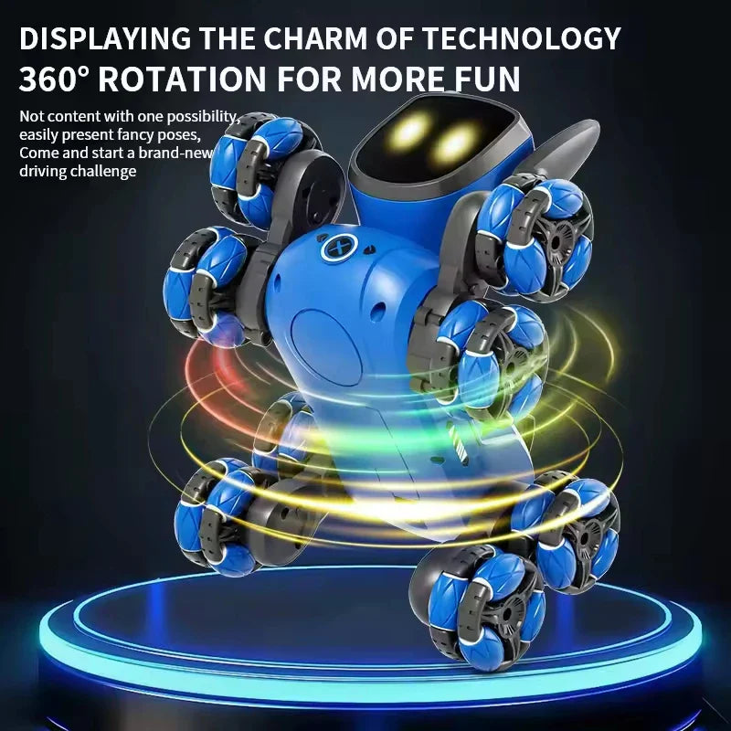 HKM-662483 Remote Control Robot Dog with 8 Wheels, 360° Rotation, Light and Sound for Ages 5 and Up